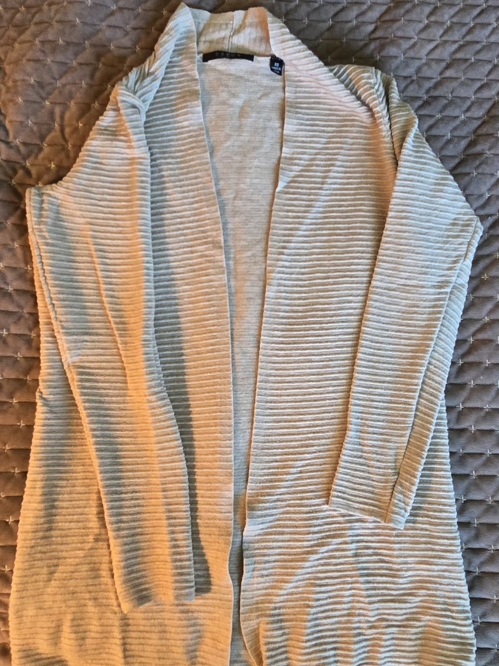 Cyrus Light Cream Ribbed Open-Front Cardigan